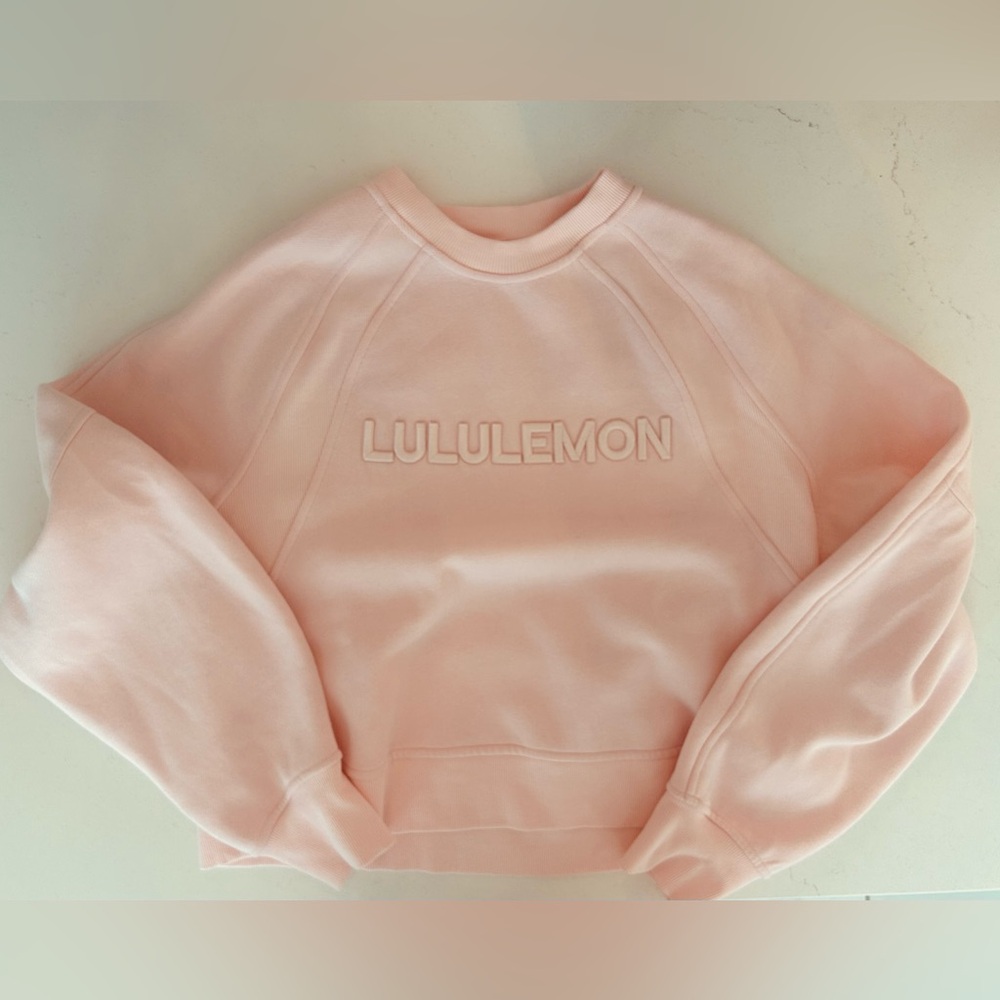 Lululemon Pink Embroidered Logo scuba Sweatshirt